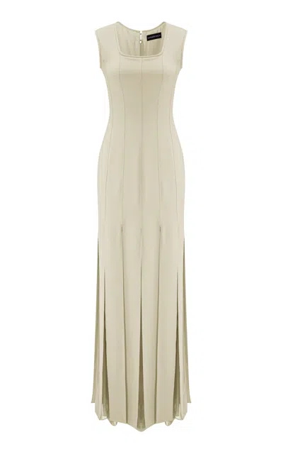 Marmar Halim Scoop-neck Crepe And Chiffon Gown In White