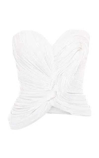 Marmar Halim Sculpted Silk Satin Corset Top In White