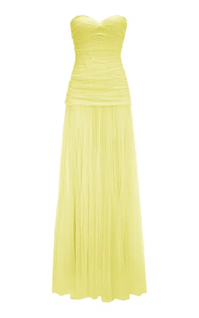 Marmar Halim Sequined Embroidered Tulle Dress In Yellow