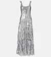 Marmar Halim Sequined Silk-blend Maxi Dress In Silver
