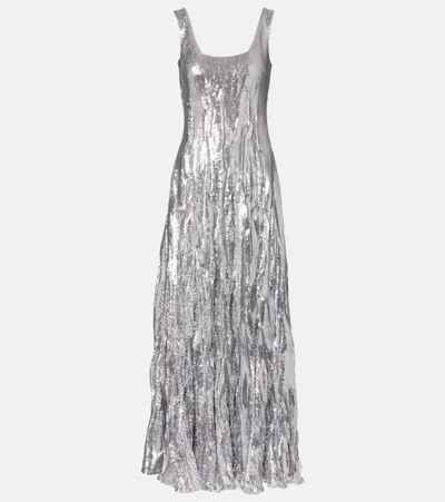 MARMAR HALIM SEQUINED SILK-BLEND GOWN