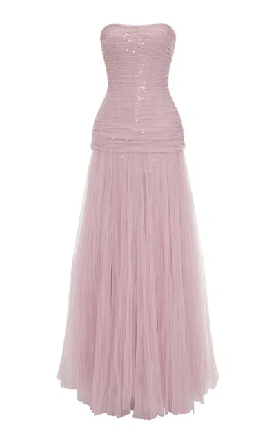 Marmar Halim Sequined Tulle Gown In Pink