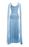 Marmar Halim Silky Geogette Chiffon Silk Dress In Light Blue