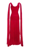 Marmar Halim Silky Geogette Chiffon Silk Dress In Red