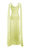 Marmar Halim Silky Geogette Chiffon Silk Dress In Yellow