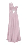 Marmar Halim Single-shoulder Cutout Silk Dress In Purple