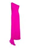 Marmar Halim Single-shoulder Pleated Sash Dress In Purple