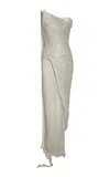 Marmar Halim Single-shoulder Sash Silk Gown In Ivory