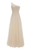 Marmar Halim Single-shoulder Silk Tulle Gown In Ivory