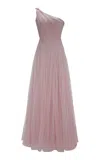 Marmar Halim Single-shoulder Silk Tulle Gown In Pink