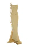 Marmar Halim Strapless Cape Detailed Gown