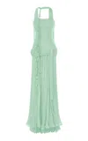 Marmar Halim Strapless Cape Detailed Gown