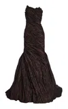 Marmar Halim Strapless Crushed-taffeta Gown