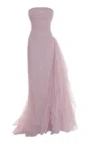 Marmar Halim Strapless Draped Ball Gown In Pink