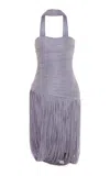 Marmar Halim Strapless Fringed Dress In Blue