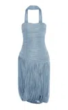 Marmar Halim Strapless Fringed Dress In Purple