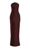 Marmar Halim Strapless Pleated Taffeta Gown