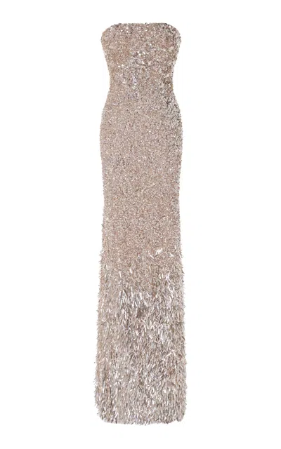 Marmar Halim Strapless Sequined Gown