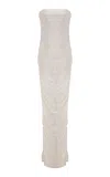 Marmar Halim Strapless Silk Roseya Pleated Dress In White