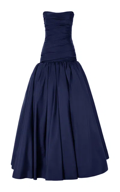 Marmar Halim Strapless Taffeta Ball Gown In Royal Blue