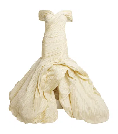 Marmar Halim Taffeta Off-the-shoulder Yuliet Gown In Neutral