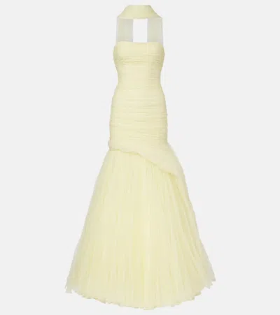 Marmar Halim Tulle Bustier Gown In Yellow