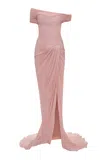 Marmar Halim Twist-detailed Hand-pleated Silk Gown In Pink