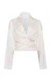 Marmar Halim Wrapped Silk Satin Top In Off-white