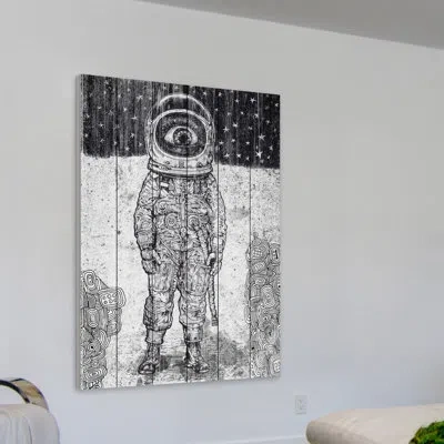 Marmont Hill "a New World" Print On White Wood In Black;white
