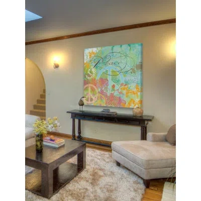 Marmont Hill 'a Peace Gard Copy' By Alan Hopfensperger Painting Print On Wrapped Canvas In Green;pink;orange