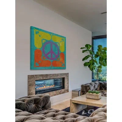 Marmont Hill 'a Peace Sign Quilt I' By Alan Hopfensperger Painting Print On Wrapped Canvas In Blue;yellow;orange