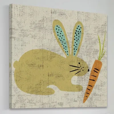 Marmont Hill Ada's Bunny' Print On Wrapped Canvas In Beige;yellow