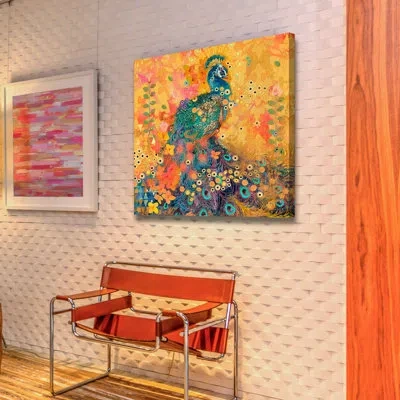 Marmont Hill 'afrikarma Peacock' By Evelia Painting Print On Wrapped Canvas In Blue;orange