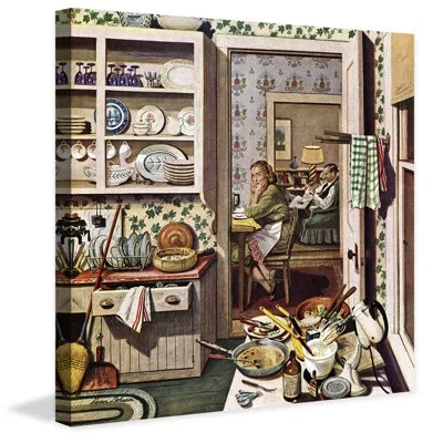 Marmont Hill After Dinner Dishes By Stevan Dohanos Painting Print On Wrapped Canvas In Brown;green;yellow