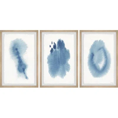 Marmont Hill Amazing Blue Ink By  - 3 Piece Single Picture Frame Print Set In Blue;white