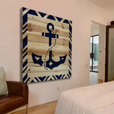 Marmont Hill 'anchor' By Jen Lee Painting Print On Natural Pine Wood In Black;brown