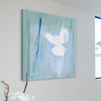 Marmont Hill 'angelic Dove' By Sia Arya Print Of Painting On Wrapped Canvas In Blue;white