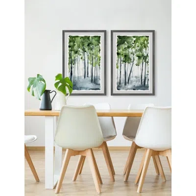 Marmont Hill Anything Can Happen Diptych - 2 Piece Picture Frame Print Set In White;green;gray