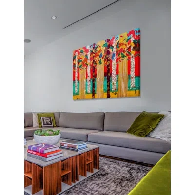 Marmont Hill 'auburn Forest' By Lisa Mee Painting Print On Wrapped Canvas In Green;red;yellow