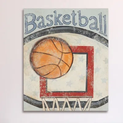Marmont Hill "backboard" By Reesa Qualia Print On Wrapped Canvas In Blue;brown;red