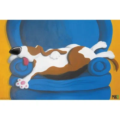 Marmont Hill 'bark-o-lounge' By Mike Taylor Painting Print On Wrapped Canvas In Blue;brown;white;yellow