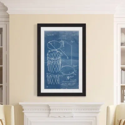 Marmont Hill Basketball Hoop 1925 Blueprint Framed Print In Blue;white