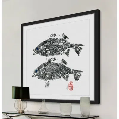 Marmont Hill Bass Twins By Andrew Clay - Picture Frame Print On Paper In Black;white