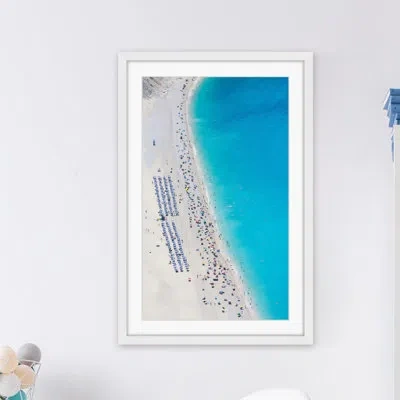 Marmont Hill 'beach Gathering' - Picture Frame Photographic Print On Paper In Blue;white