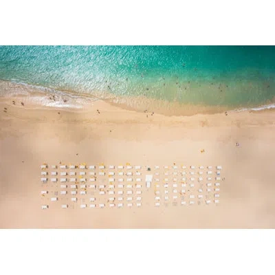 Marmont Hill Beach Goers - Wrapped Canvas Photographic Print In Blue;brown;white