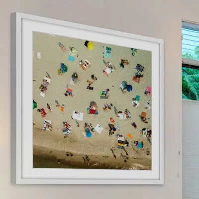 Marmont Hill 'beach Towels' Framed Print In Blue;red;beige
