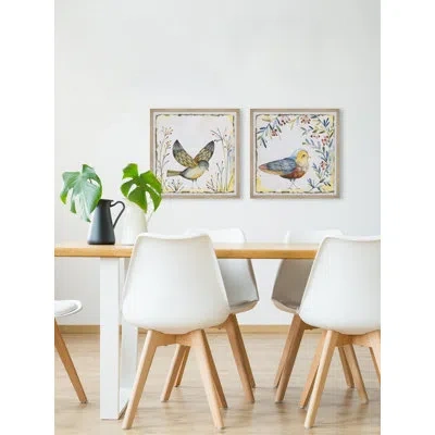 Marmont Hill Birds Of Spring By  - 2 Piece Picture Frame Print Set In Blue;yellow;cream