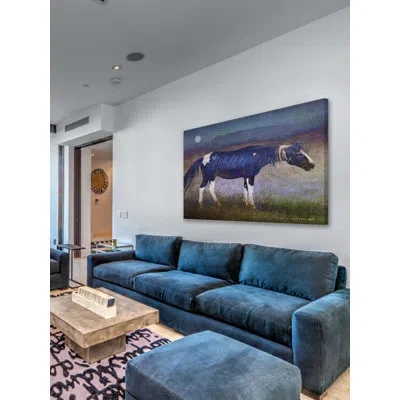 Marmont Hill 'black Horse' By Chris Vest Painting Print On Wrapped Canvas In Blue;green