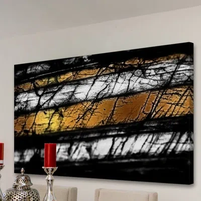 Marmont Hill 'black Threads' Painting Print On Wrapped Canvas In Black;gold