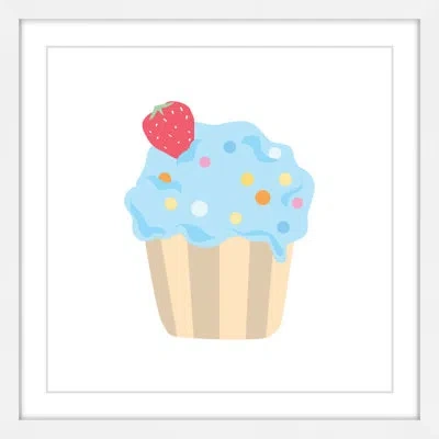 Marmont Hill 'blue Cupcake' By Diana Alcala Framed Painting Print In Blue;red